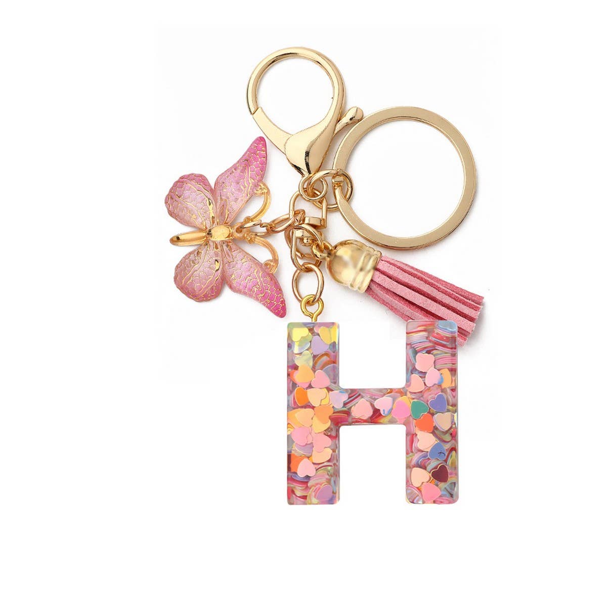 CRYSTAL LETTER SEQUIN RESIN KEYCHAIN_CWAJE0663