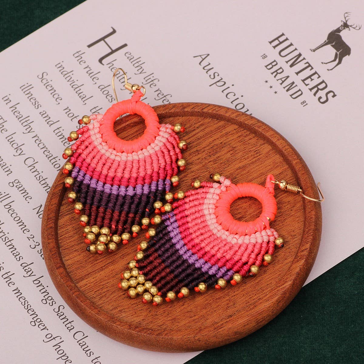 HIGH GRADE NATURAL STONE WOVEN COLORFUL EARRINGS_CWAJE3983
