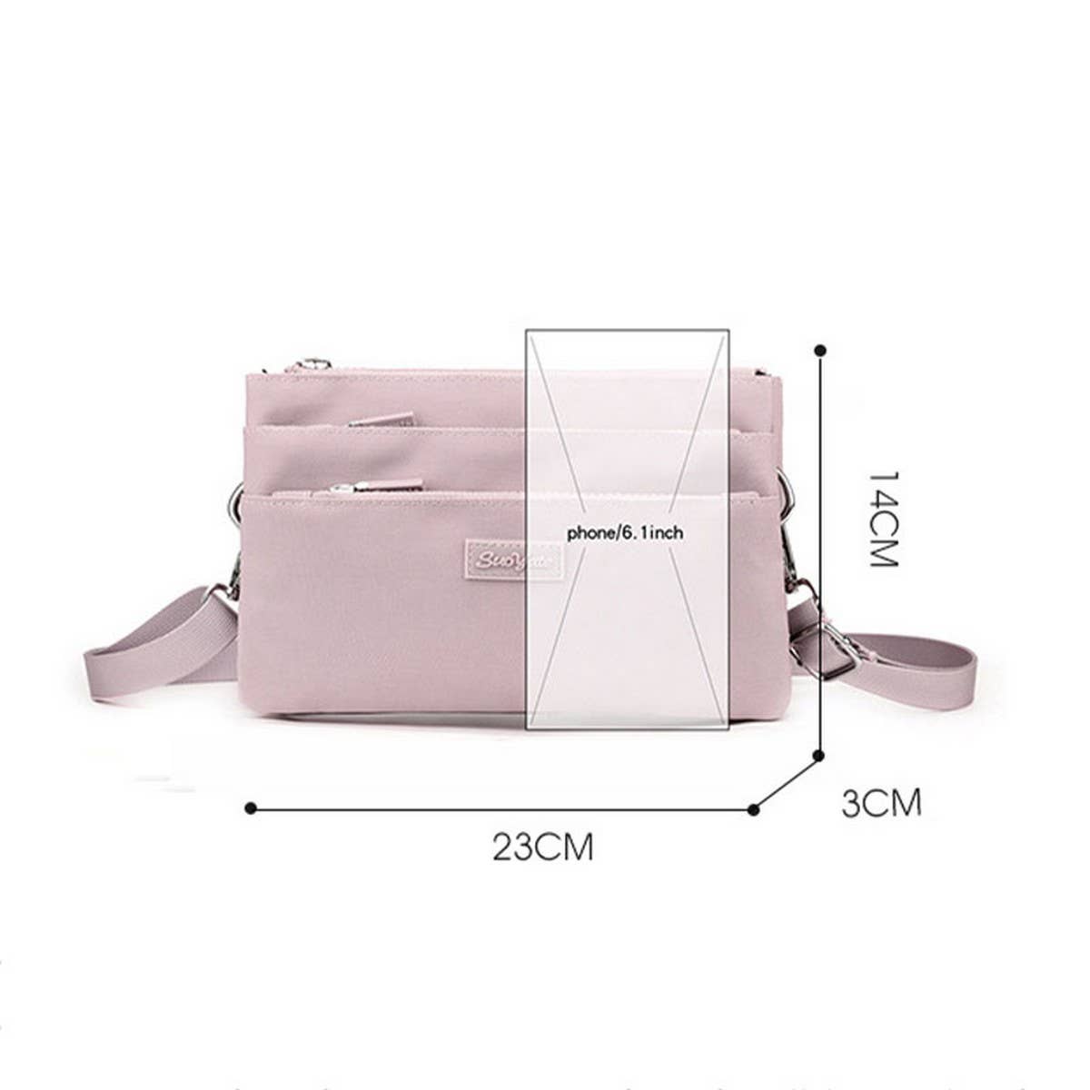 Lightweight Fabric Multi-Layer Shoulder Bag_Cwab3497