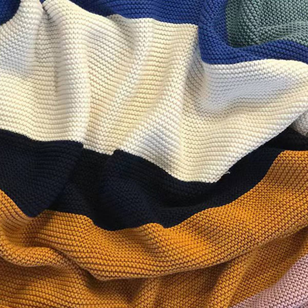 SIMPLE COLOR MATCHING STRIPED KNITTING BLANKET_CWASC0352