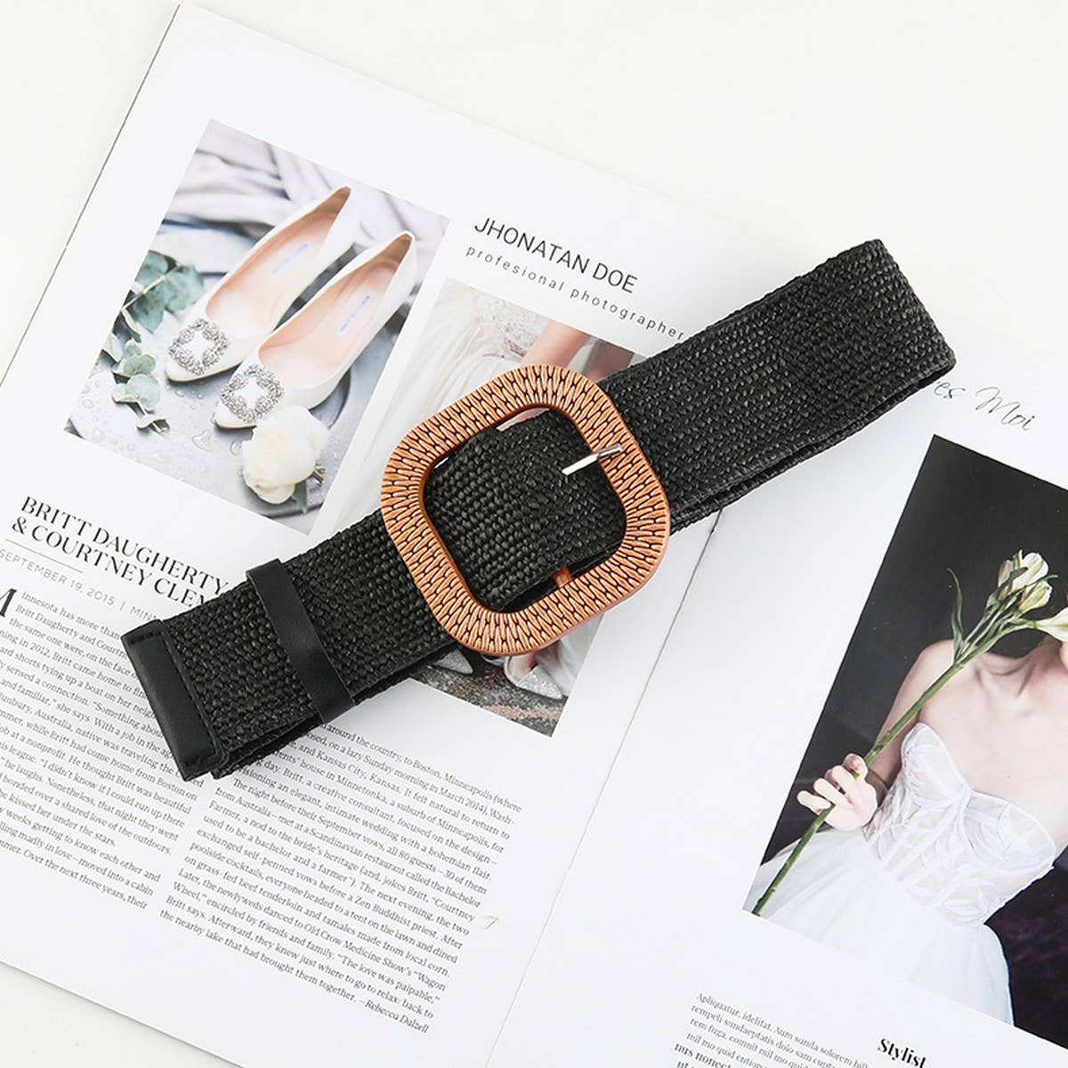 Cwabe0545_Vintage Braided Square Buckle Belt