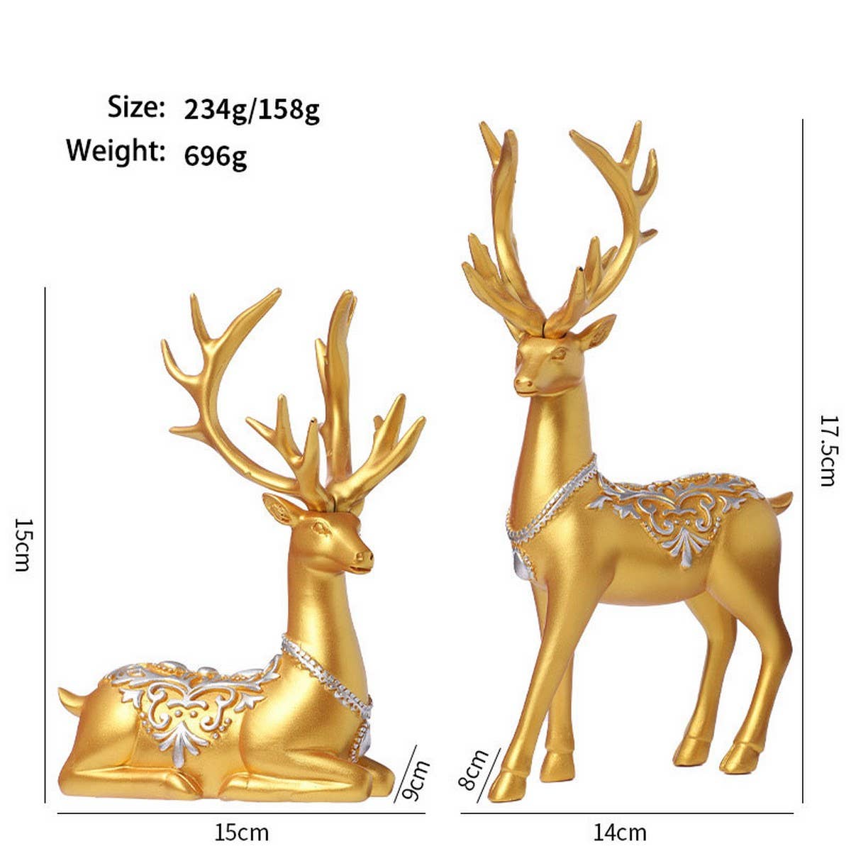 European Resin Reindeer Pair Christmas Decor_Cwmm9919