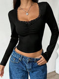 U-Neck T-Shirt Body-Hugging Base Top