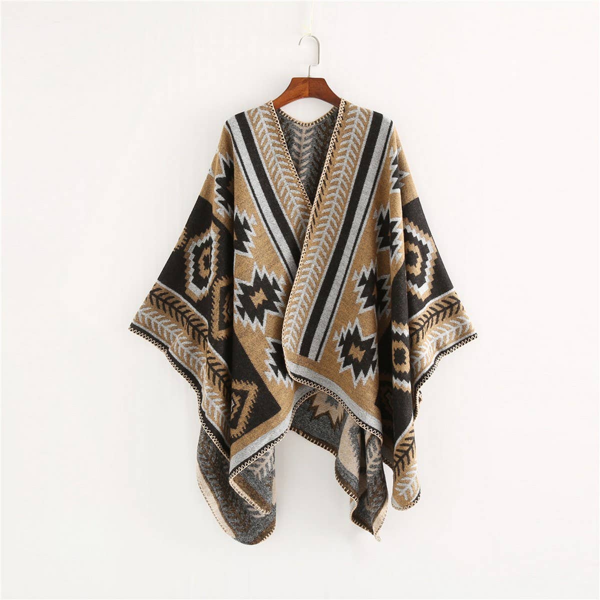 CROSS DIAMOND GEOMETRIC PATTERN CASHMERE SHAWL_CWMM2089