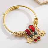 GOLD BEADED BRACELET WITH CRYSTAL CHARMS_CWMM8495