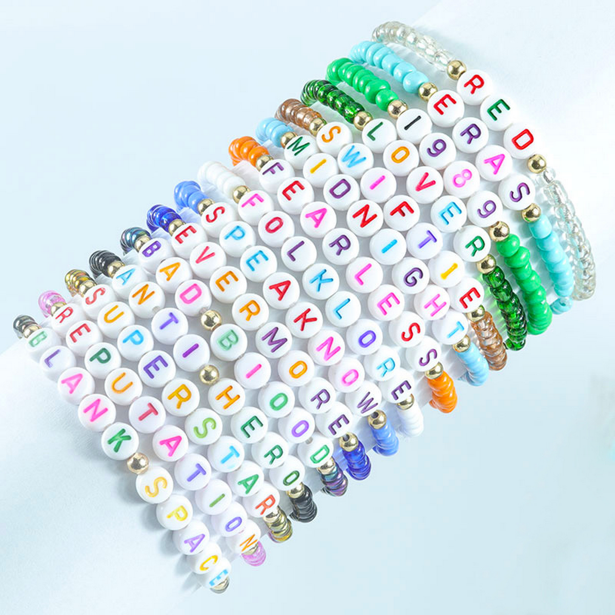 MULTILAYER ELASTIC LETTER BEAD BRACELETS SET_CWAJE0711