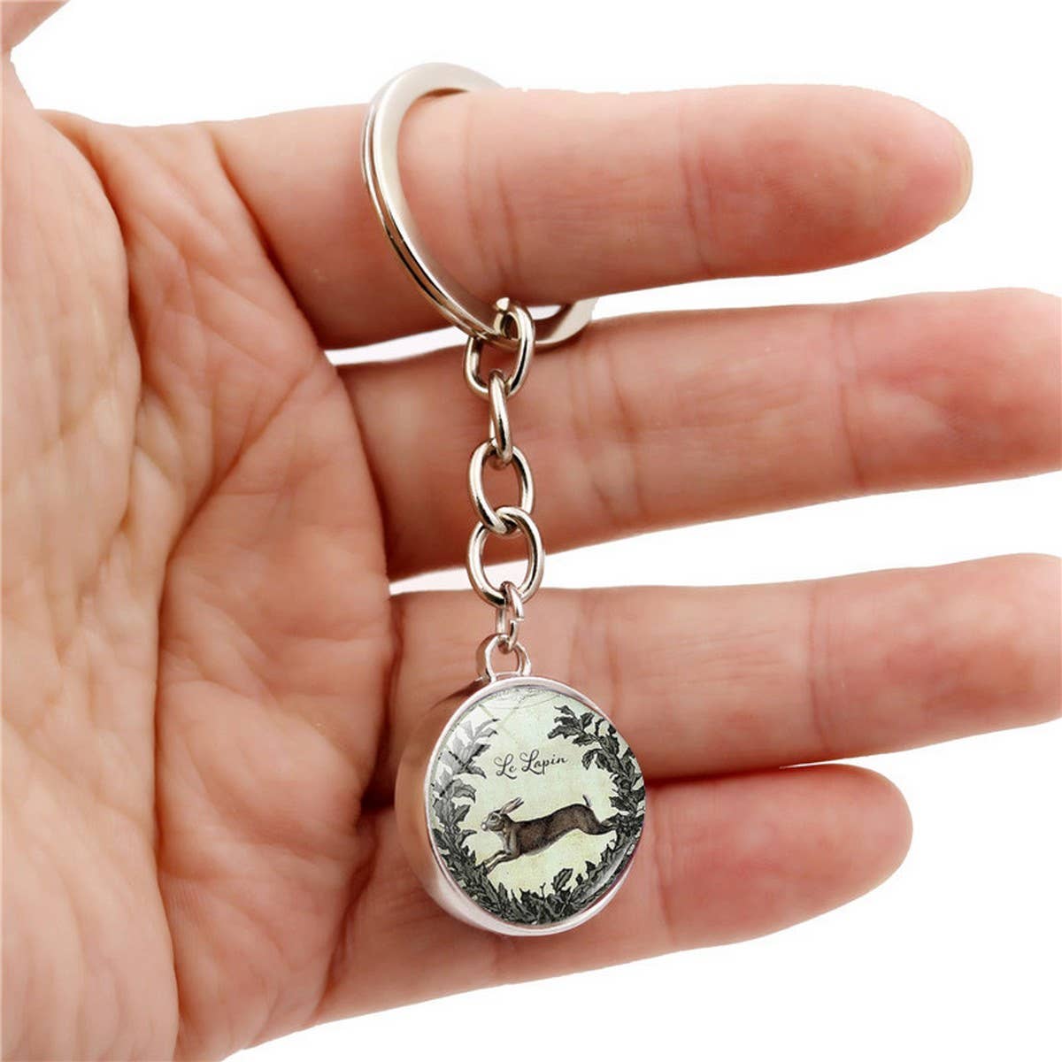 EASTER RABBIT CRYSTAL GLASS BALL PENDANT KEYCHAIN_CWMM0497