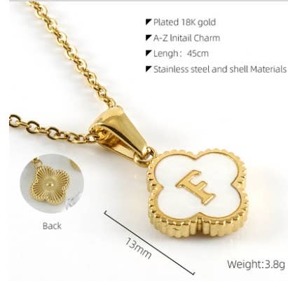 Cwaje1944_Simple Four Leaf Clover Letter Necklace