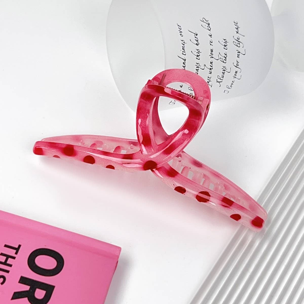 PINK POLKA DOT HOLLOW HAIRPIN SIMPLE STUDENT_CWAHA2077