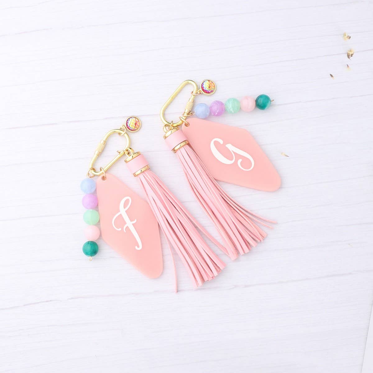 GEOMETRIC ACRYLIC LETTER BAG CHARM KEYCHAIN_CWMM7019