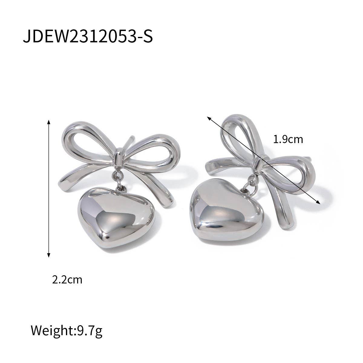HOT STYLE PERSONALIZED BOW LOVE PENDANT EARRINGS_CWAJE1363