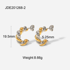 FASHIONABLE GOLD AND SILVER PLATED EARRINGS_CWASC1673