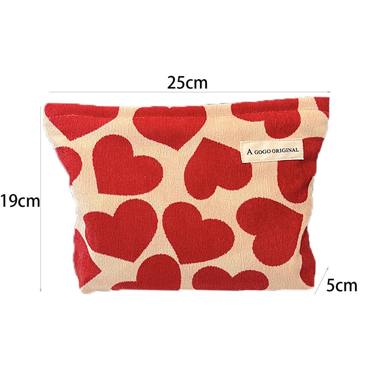 Corduroy Heart Makeup Bag Travel Wash Organizer_Cuab00664