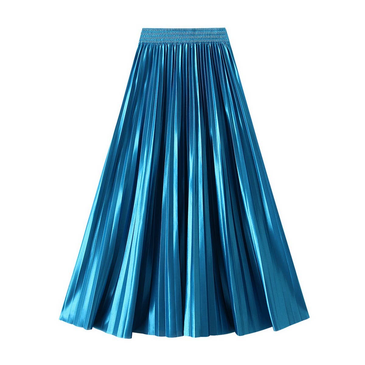SLIMMING SHINY HIGH WAIST PLEATED MIDI SKIRT_CWBMS0329