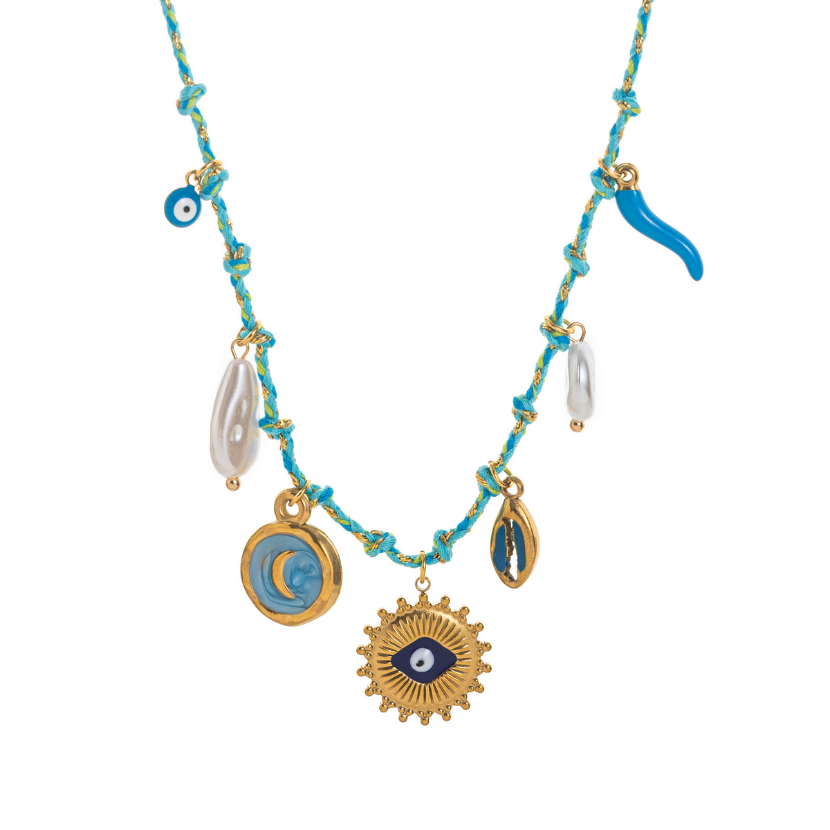 Summer Starfish Pearl Heart Beaded Necklace_Cwaje05574