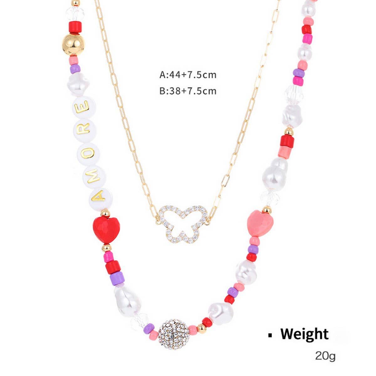 HEART SHAPED ZIRCONIUM INLAID MULTI ROW NECKLACE_CWAJE2927