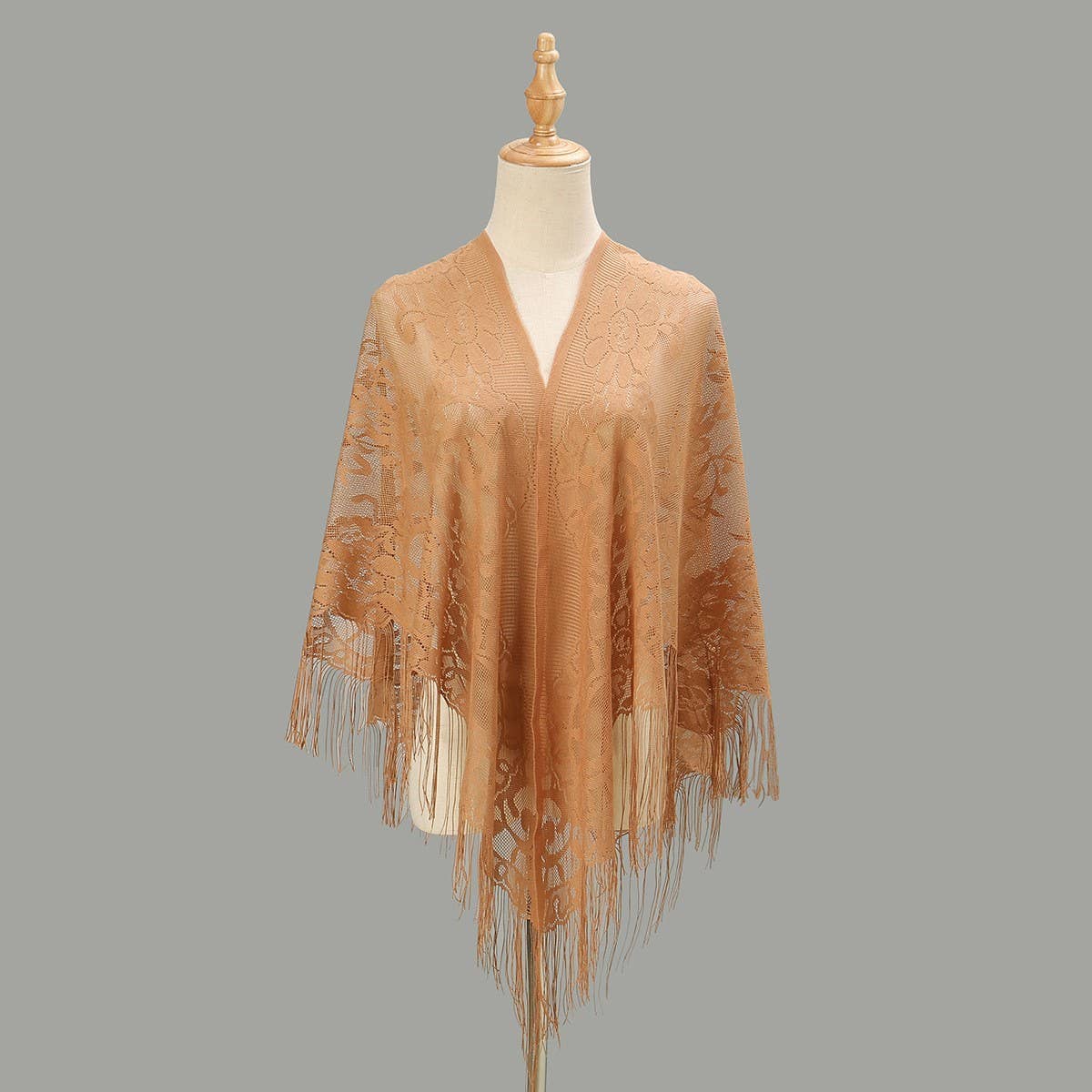 Hollow Out Tassel Shawl Elegant Triangle Wrap_Cwmm1996