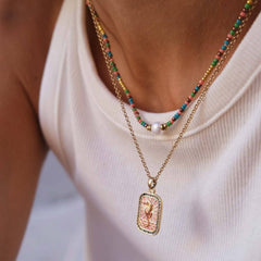 HOLIDAY INSPIRED COLORFUL TAROT NECKLACE_CWMM5329