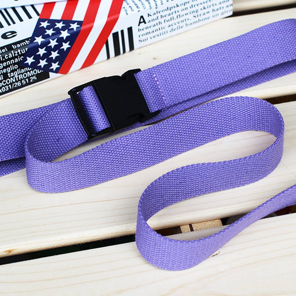 Cwabe0566_Solid Color Plastic Buckle Canvas Belt