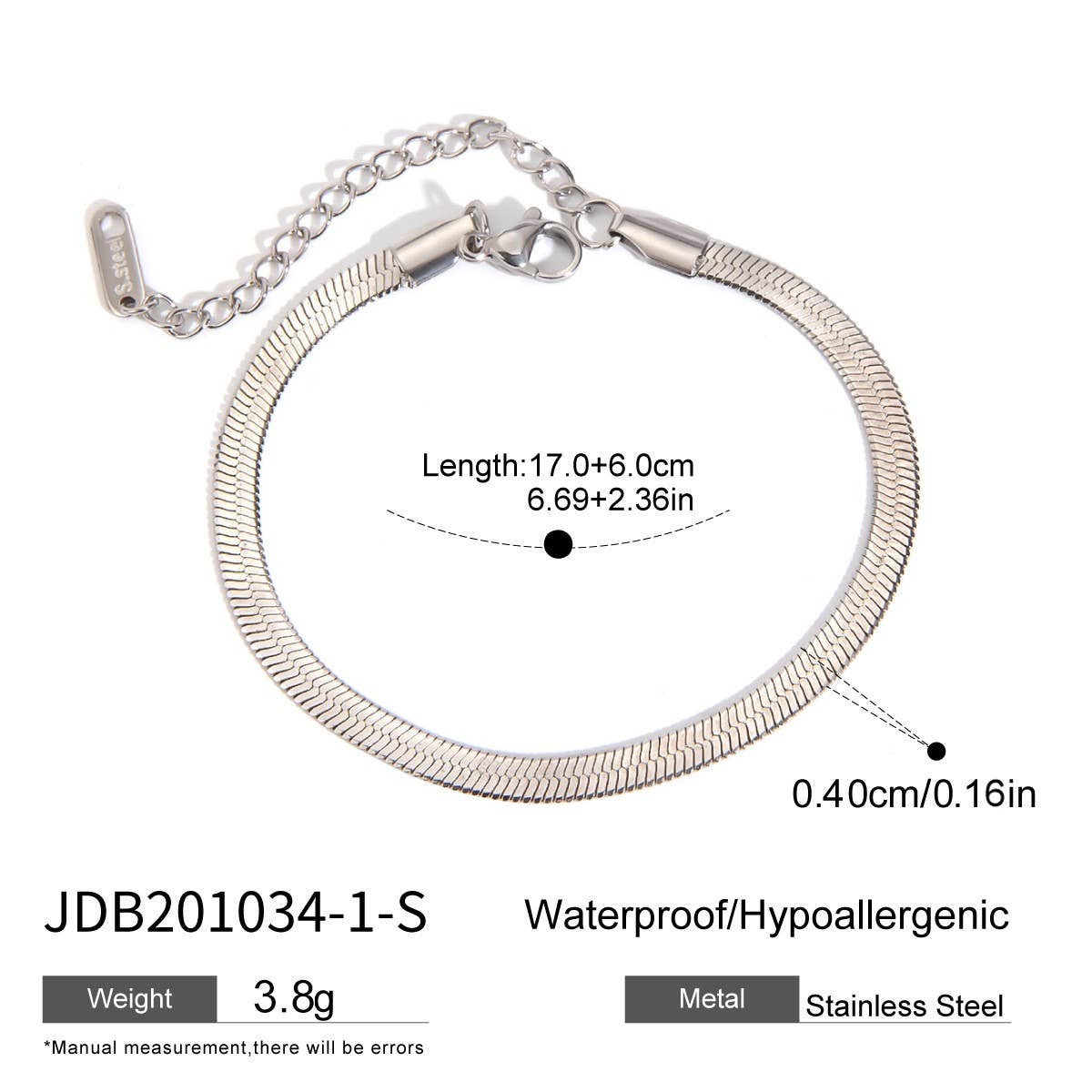 STAINLESS STEEL FLAT SNAKE CHAIN BRACELET NECKLACE_CWAJE4873