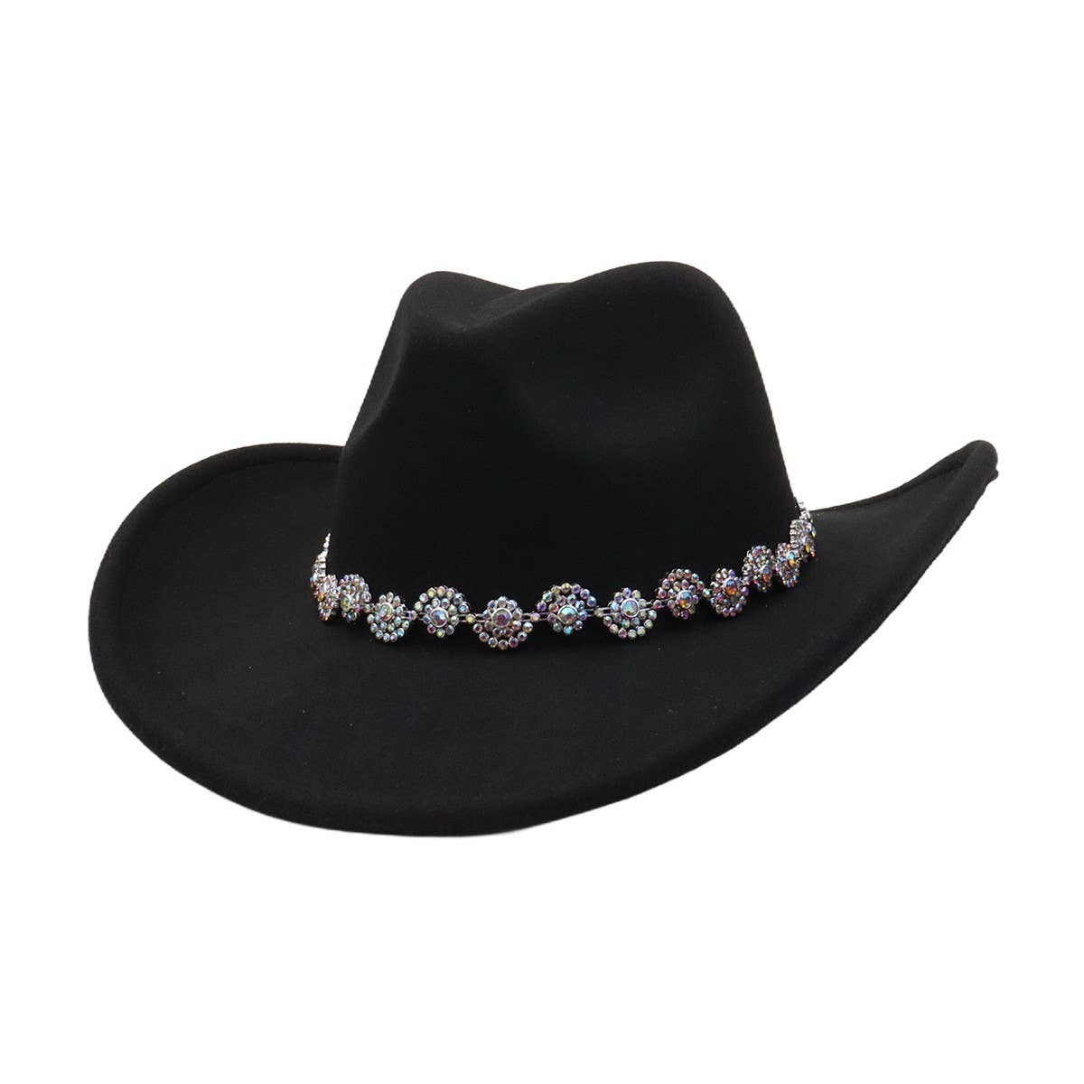 Western Ethnic Felt Cowboy Fedora Hat_Cwah04373