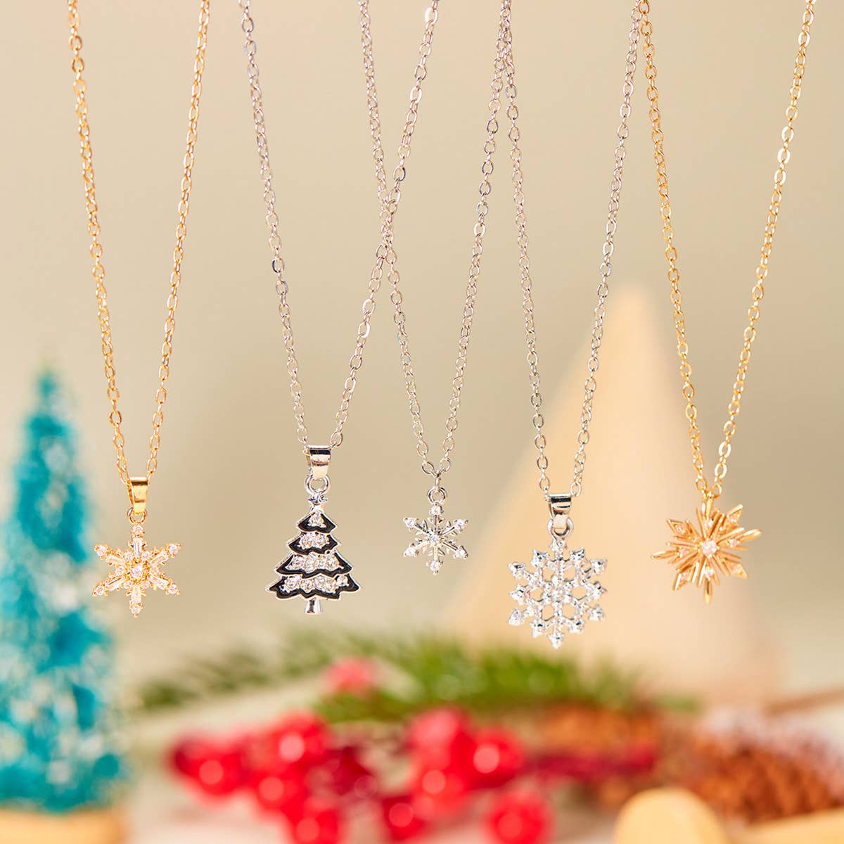 ALL MATCH NEW CHRISTMAS SNOWFLAKE NECKLACE_CWAJE2394