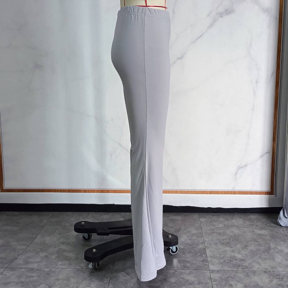 Solid Color Slim Fit Flared Trousers