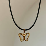 COLORFUL RETRO 3D BUTTERFLY PENDANT NECKLACE_CWMM5664