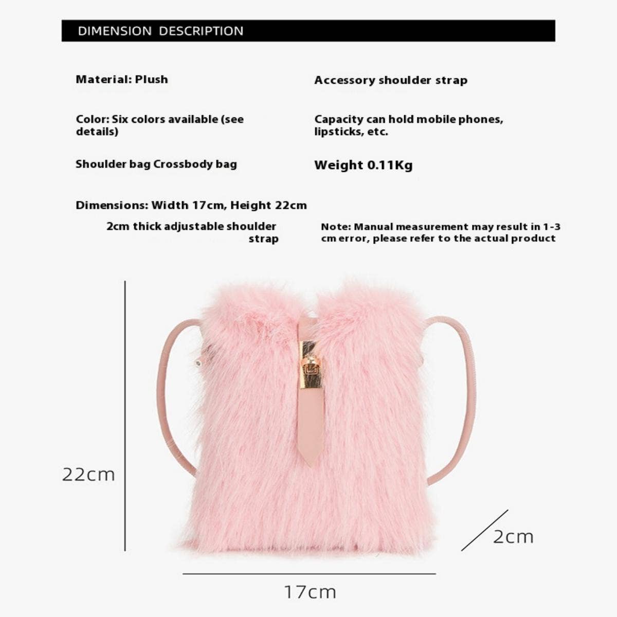 FAUX FUR PLUSH PHONE BAG CROSSBODY SHOULDER_YMC51 023A