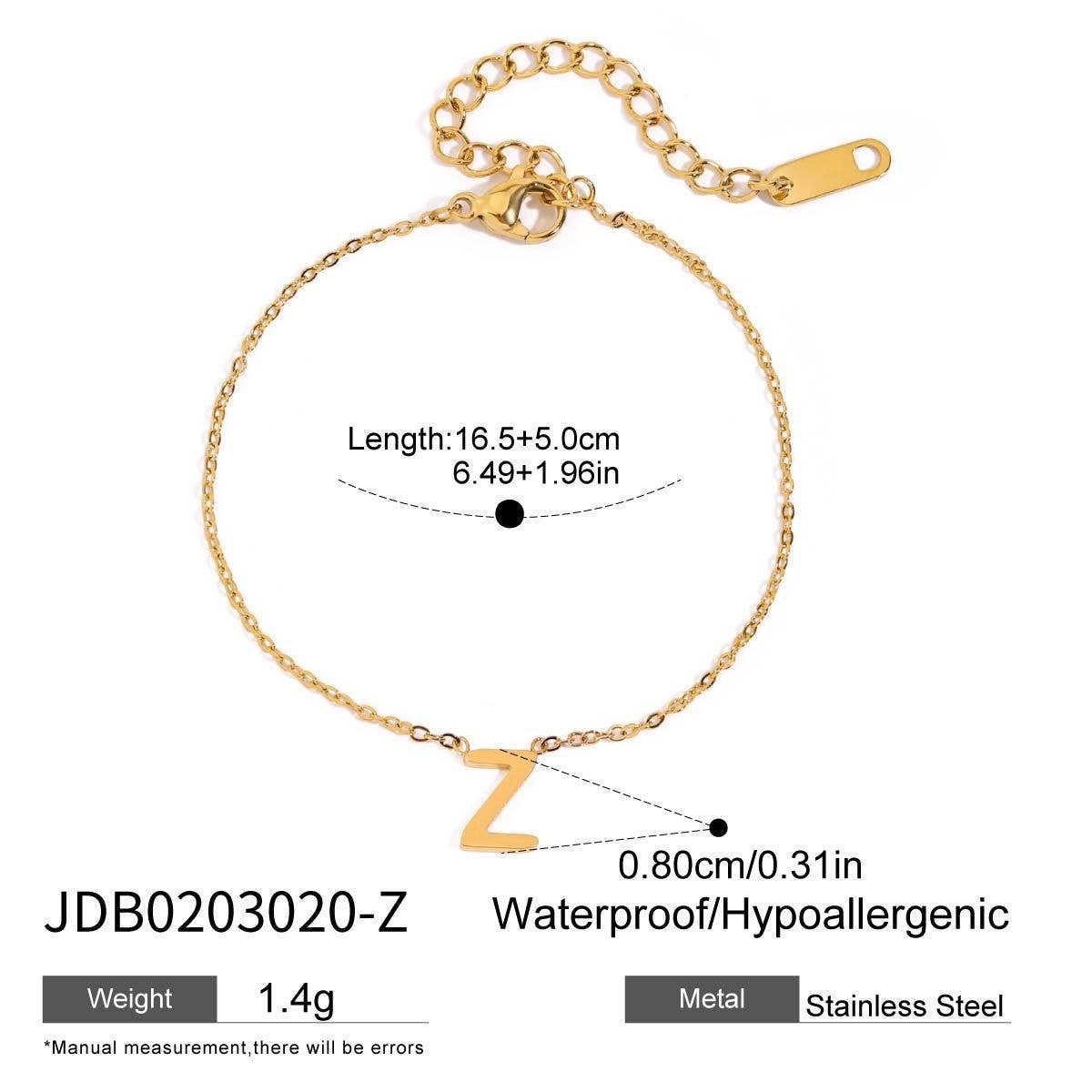 18K GOLD TITANIUM LETTER NECKLACE BRACELET SET_CWAJE4743