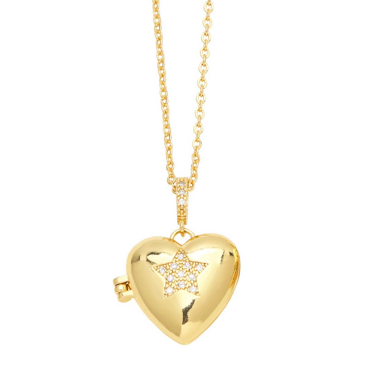 GOLD HEART SHAPED PENDANT NECKLACE_CWAJE0918