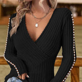 V-Neck Woolen Slim-Fit Pit Strip Fashion Knitwear