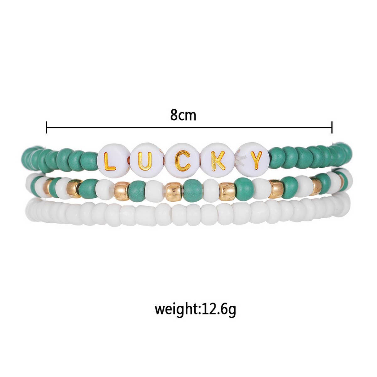 ST PATRICKS DAY RICE BEAD ALPHABET BRACELET SET_CWMM3506