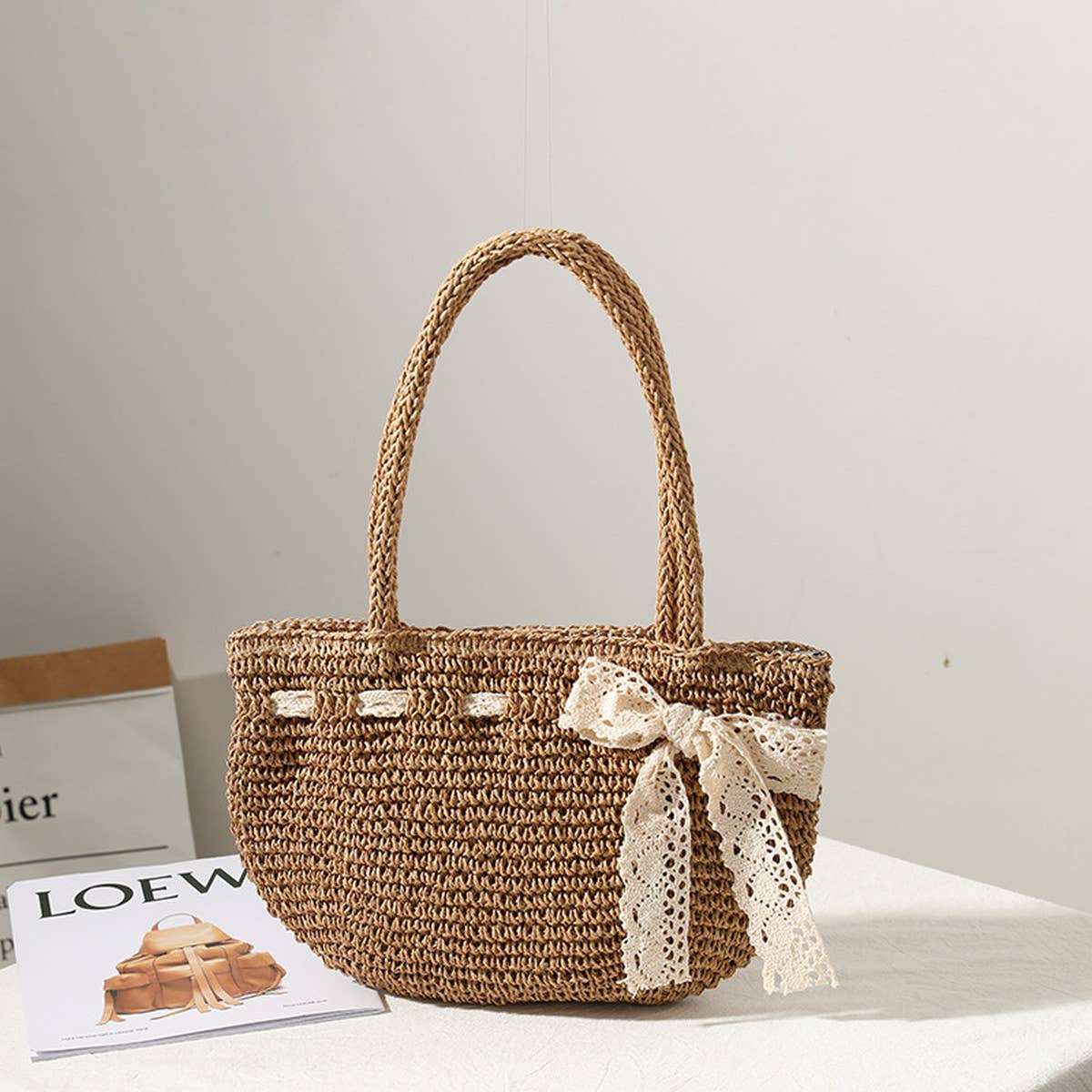 2024 NEW STYLE BOW HAND HELD BEACH WOVEN BAG_CWAB1891
