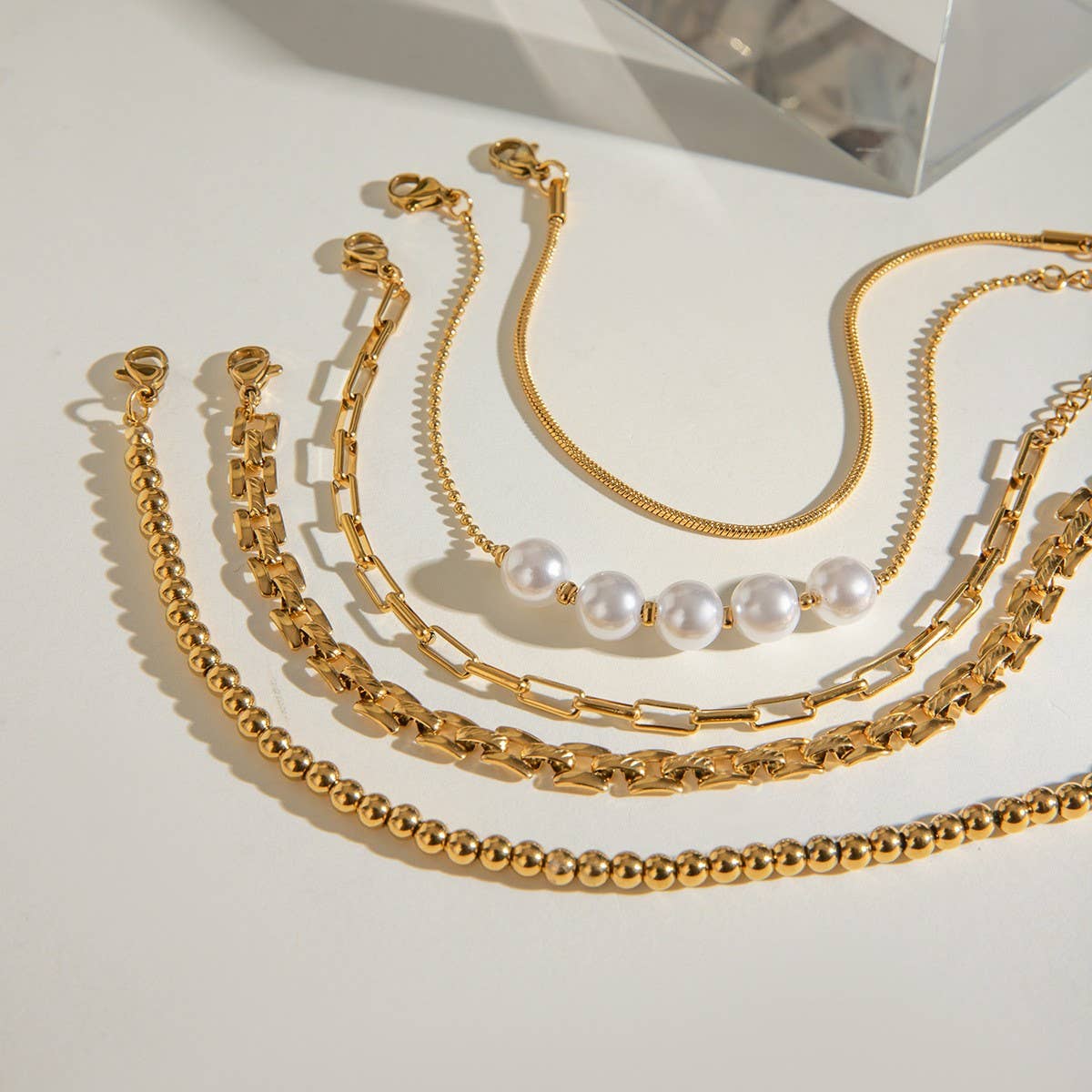 5 PIECE STAINLESS STEEL LAYERED BRACELET SET_CWAJE4872