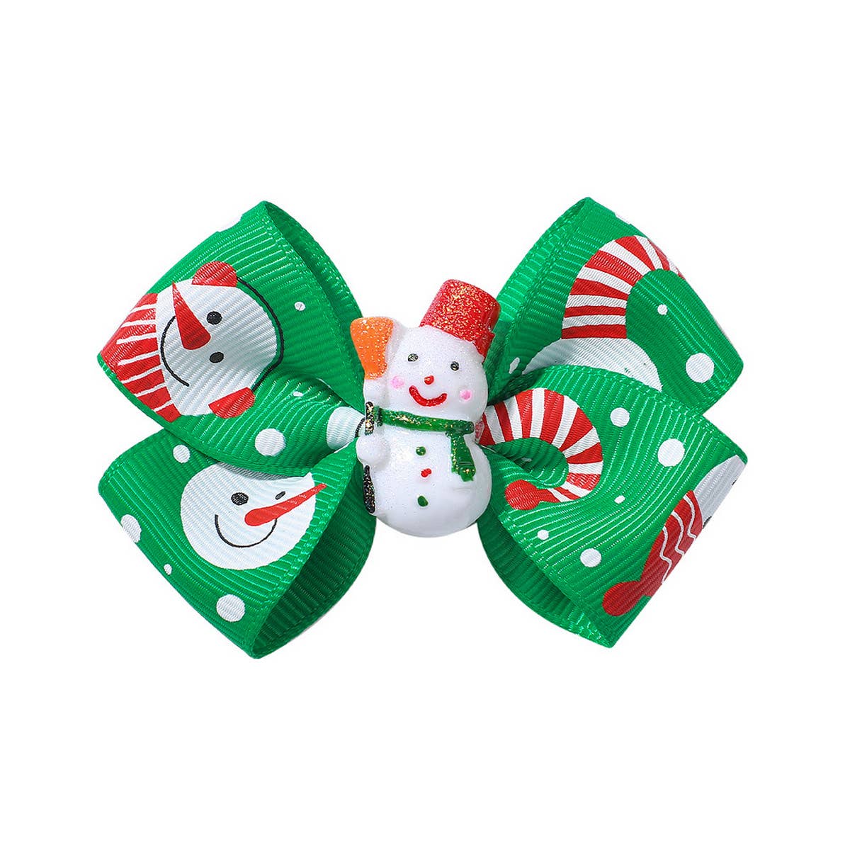CHILDRENS SANTA CLAUS PRINTED BOW HAIRPIN_CWAHA2364