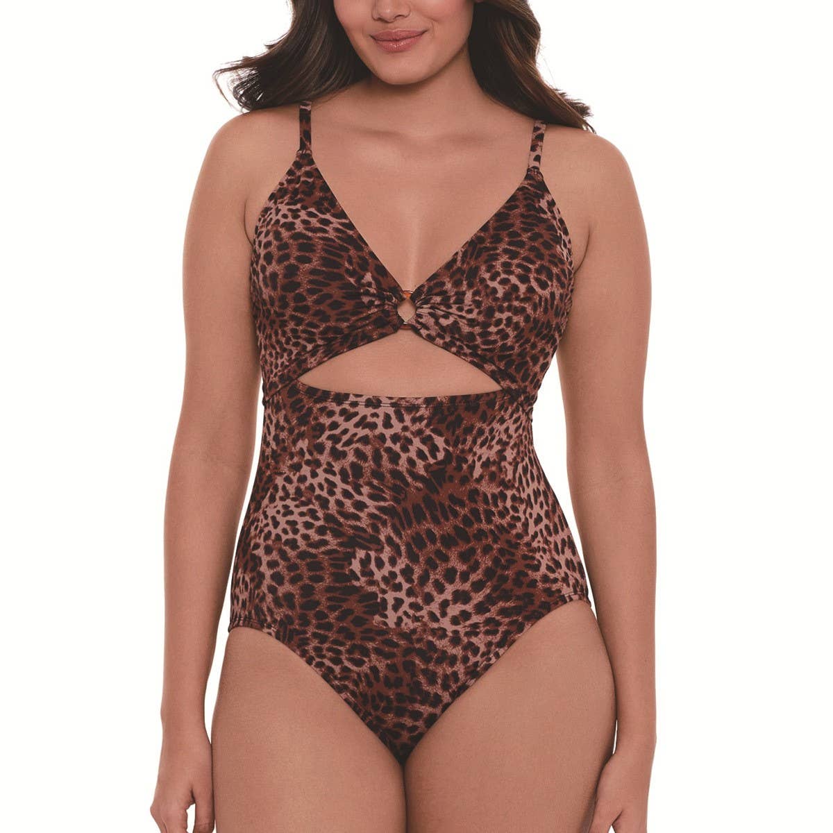 LEOPARD PRINT SLIM CUT OUT BIKINI SWIMSUIT_CWMW0620