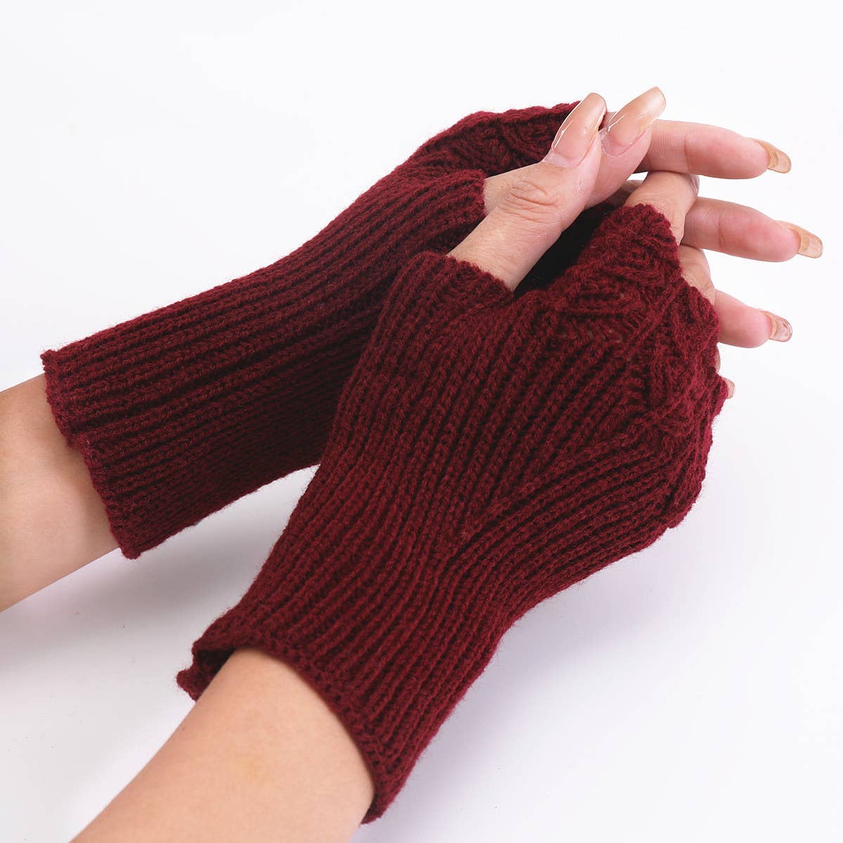 Solid Color Knitted Warm Fingerless Gloves_Cwag0097