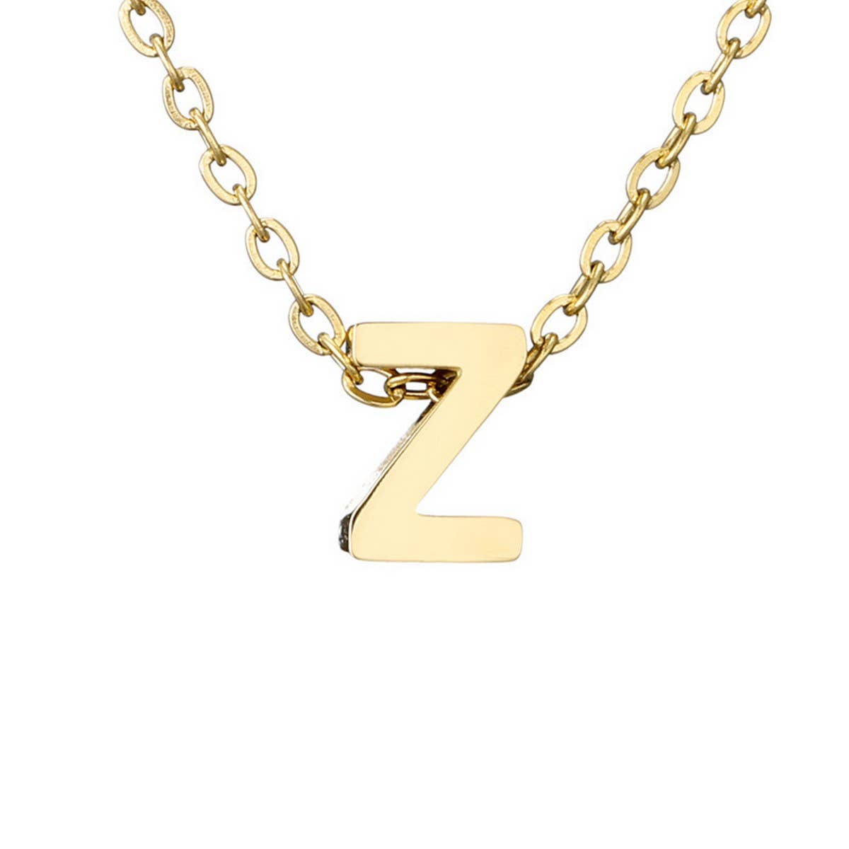 FASHION MIRROR POLISHED GOLD LETTER NECKLACE_CWMM5590