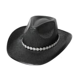 GLITTER WESTERN COWBOY HAT WITH RHINESTONE STRIP_CWAH3646
