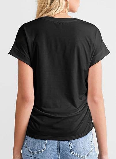 Womens Fashion Pleated Side Raglan Sleeve Tee