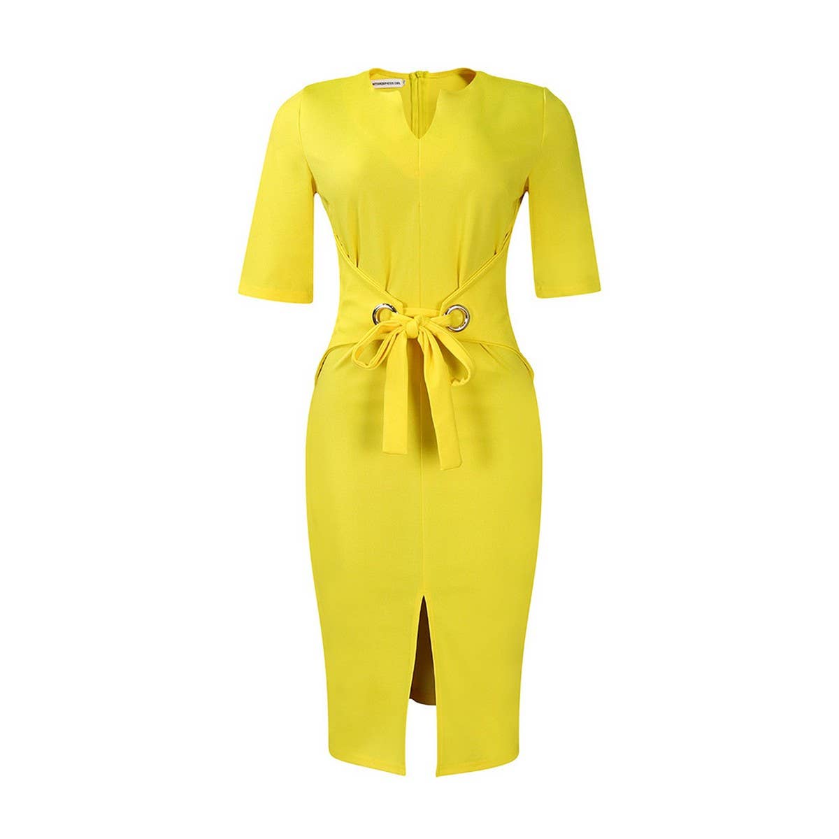 V-Neck Solid Color Hip-Hugging Elegant Dress_Cwdmd3680