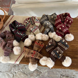 CUTE DOUBLE BALL WARM CHILDRENS KNITTED SCARF_CWASC2104