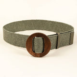 NEW ROUND WOODEN BUCKLE STRAW BELT_CWABE0452