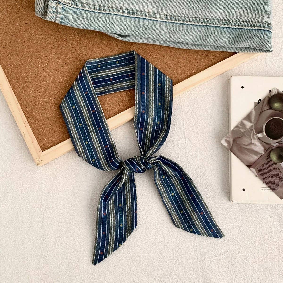 Trendy Striped Scarf Hair Wrap Bag Tie_Cwasc02986