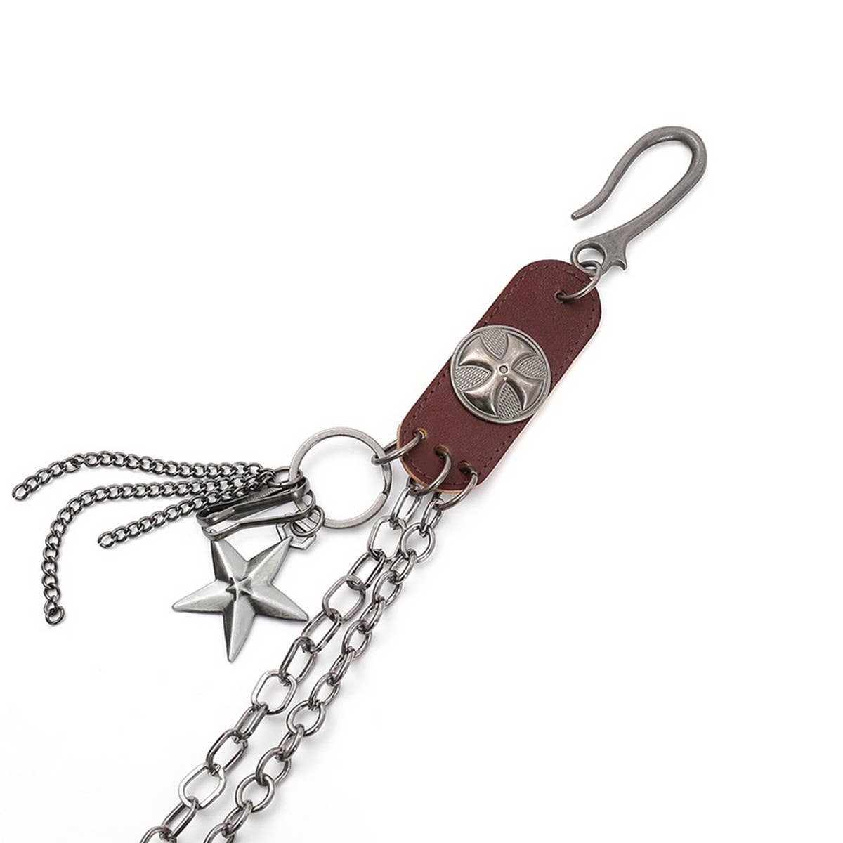 Trendy Retro Leather Stitching Jeans Chain_Cwmm4838