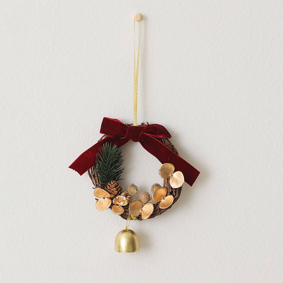 Pinecone Bell Xmas Wreath Hanging Decor_Cwmm10584