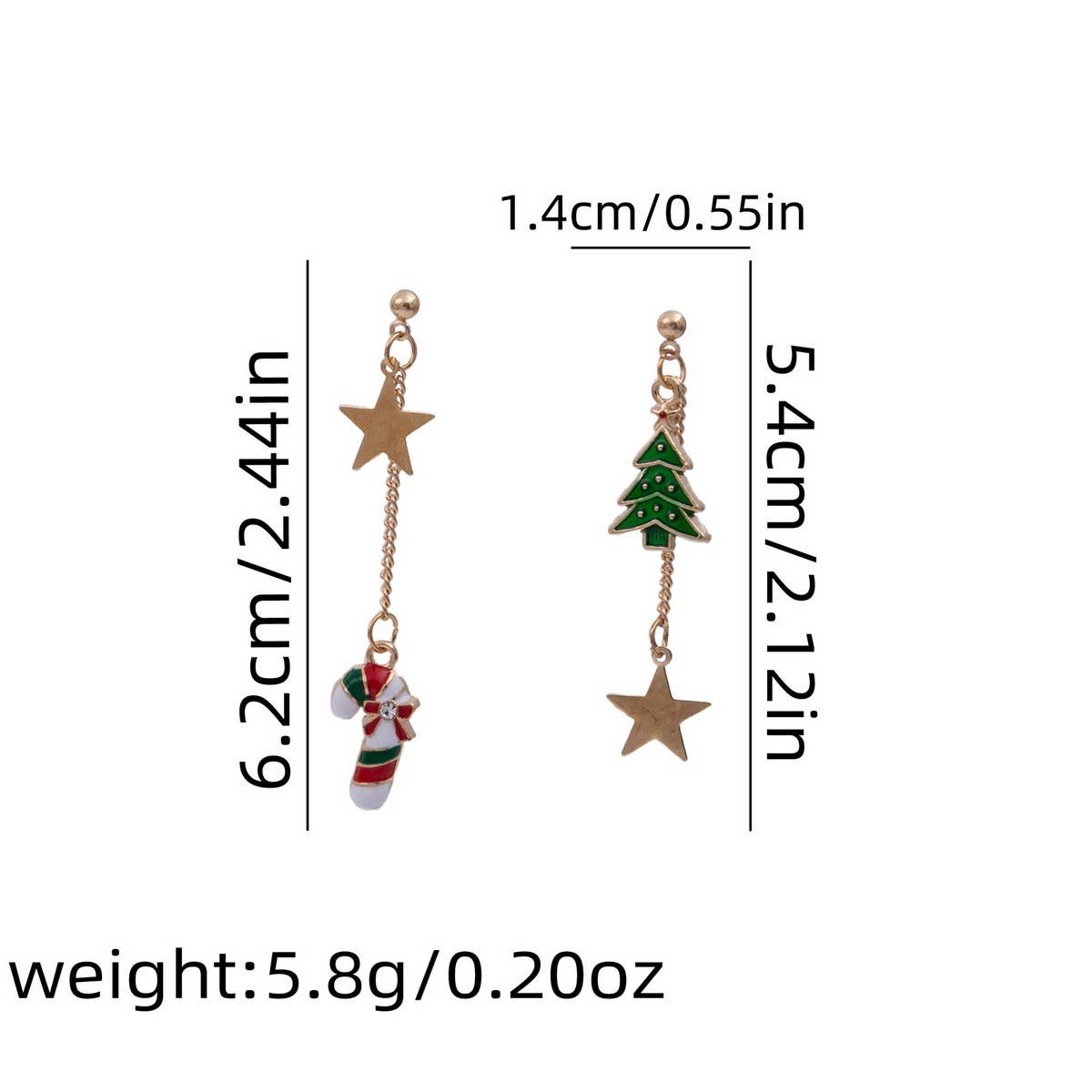 ASYMMETRIC CREATIVE CHRISTMAS EARRINGS_CWAJE1834