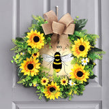SUNFLOWER BEE FESTIVAL FAUX FLORAL WREATH_CWAJE05409