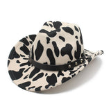 Western Cowboy Jazz Hat Woolen Hat Cow Pattern Hat_Cwah2551